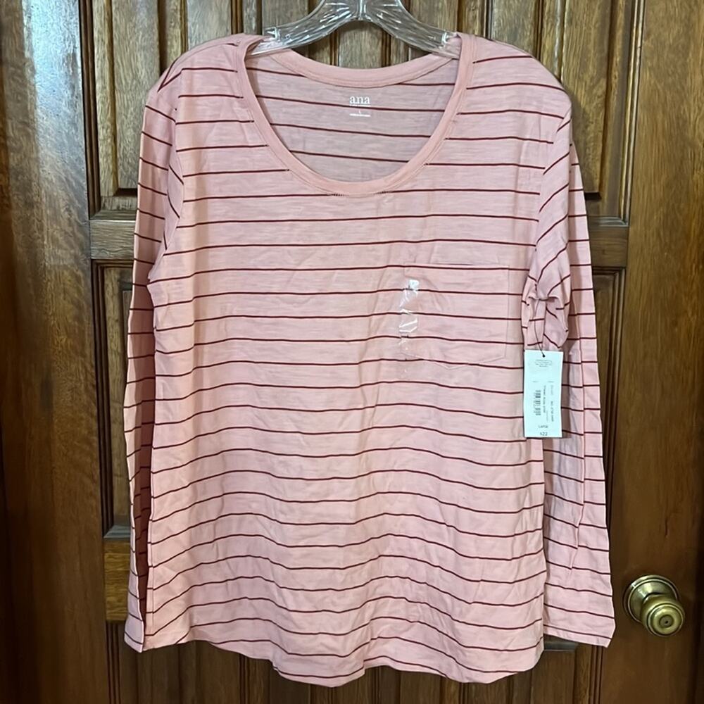 a.n.a. Titantic Rose Striped Long Sleeve Shirt Large NWT
